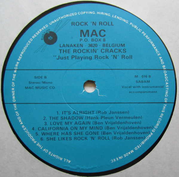 The Rockin' Cracks - Just Playing Rock & Roll (LP, Album)