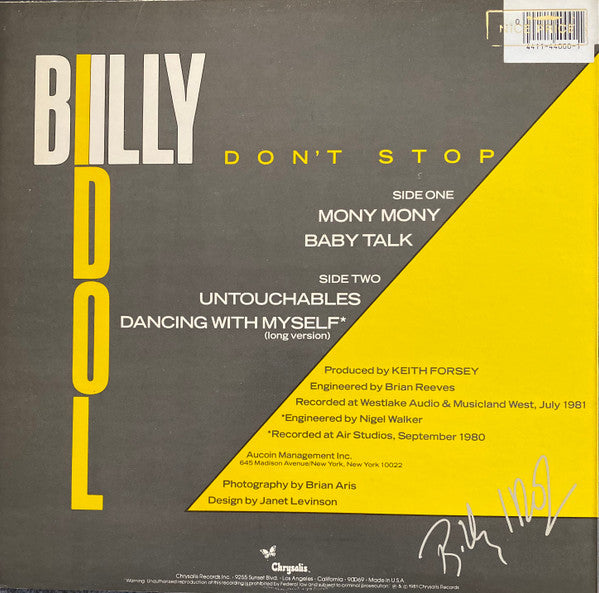 Billy Idol - Don't Stop (12"", EP, Pit)