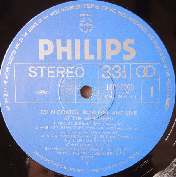 John Coates, Jr - Alone And Live At The Deer Head (LP, Album)