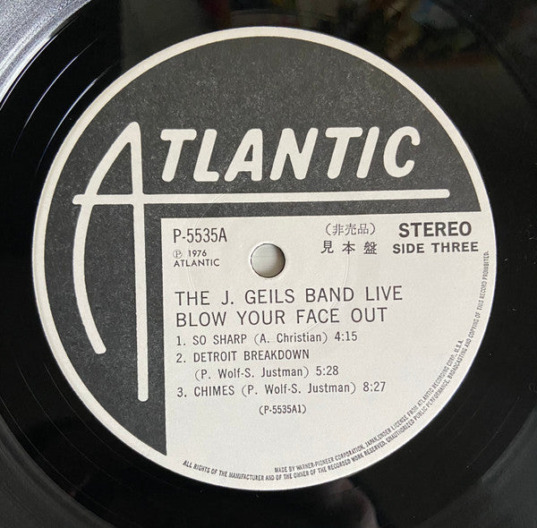 The J. Geils Band - Live - Blow Your Face Out(2xLP, Album, Promo, Gat)