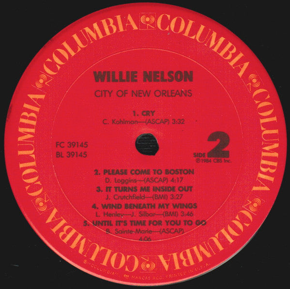 Willie Nelson - City Of New Orleans (LP, Album, Pit)