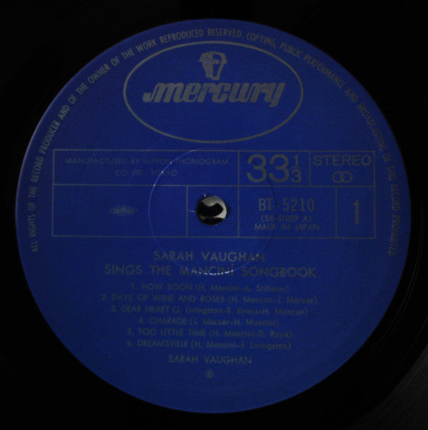 Sarah Vaughan - Sings The Mancini Songbook (LP, Album)