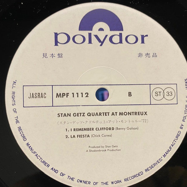 Stan Getz Quartet - At Montreux (LP, Album, Promo)