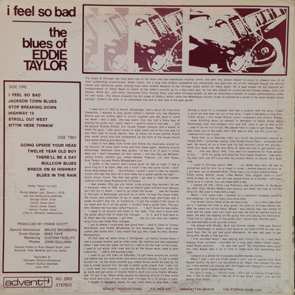 Eddie Taylor (2) - I Feel So Bad (LP, Album)