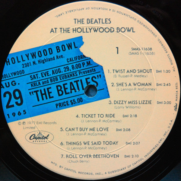 The Beatles - The Beatles At The Hollywood Bowl (LP, Album, Mon)