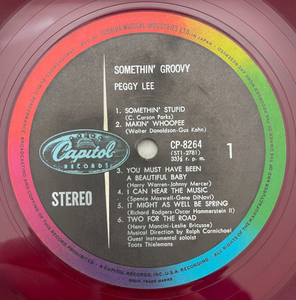 Miss Peggy Lee* - Somethin' Groovy (LP, Album, Red)