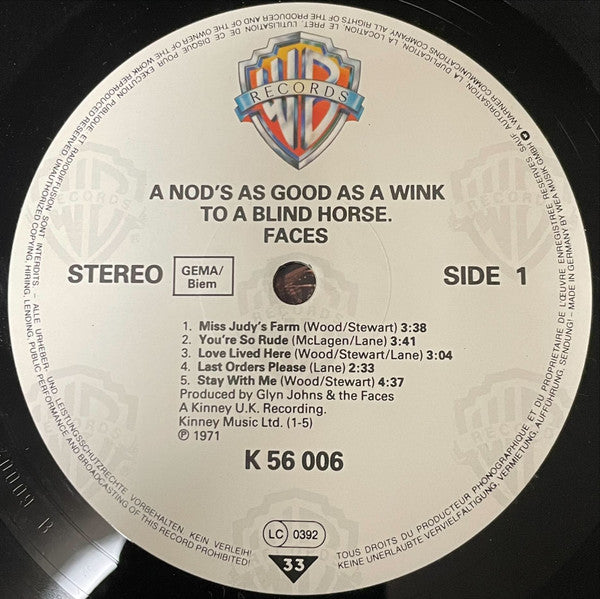 Faces (3) - A Nod's As Good As A Wink...To A Blind Horse (LP, Album)