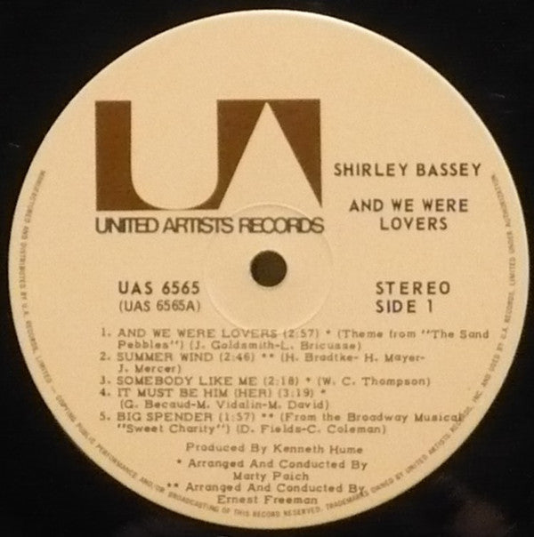 Shirley Bassey - And We Were Lovers (LP, Album, RE)