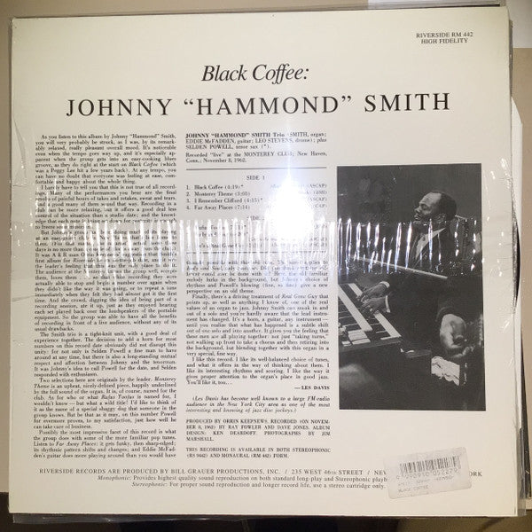 Johnny ""Hammond"" Smith* - Black Coffee (LP, Album, Mono, RE)