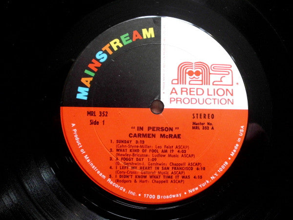 Carmen McRae - In Person (LP, Album, Gat)