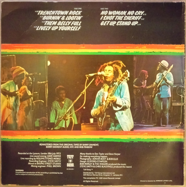 Bob Marley & The Wailers - Live! (LP, Album, RE, RM)