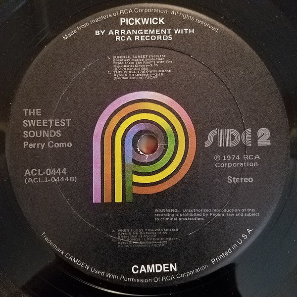 Perry Como - The Sweetest Sounds (LP, Album, RE, RM)