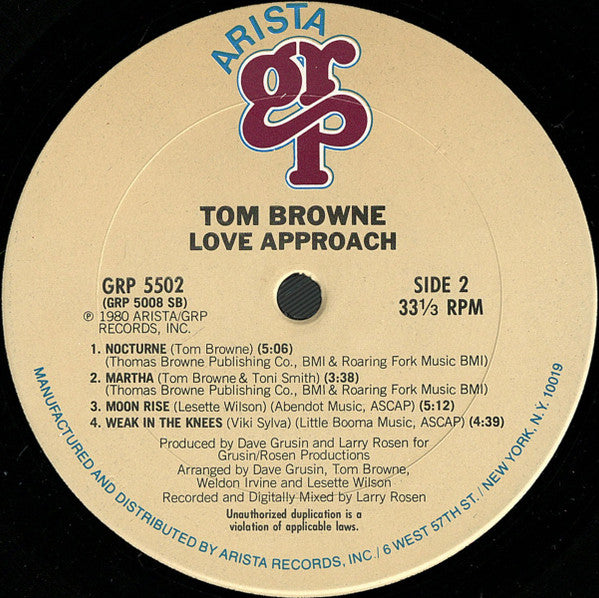 Tom Browne - Love Approach (LP, Album, San)