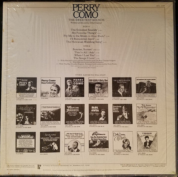 Perry Como - The Sweetest Sounds (LP, Album, RE, RM)