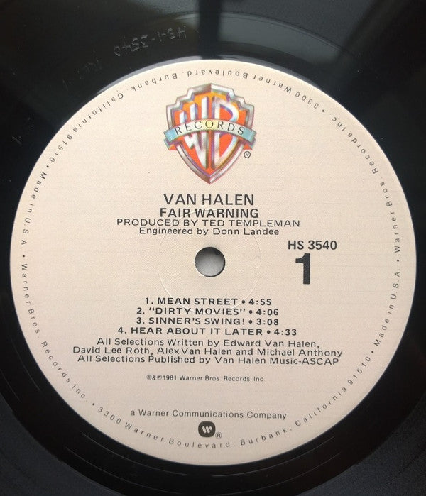 Van Halen - Fair Warning (LP, Album, All)