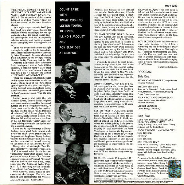 Count Basie - Count Basie At Newport (LP, Album, Mono, RE)