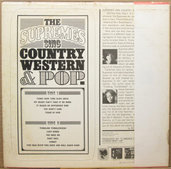 The Supremes - Sing Country Western & Pop (LP, Album)