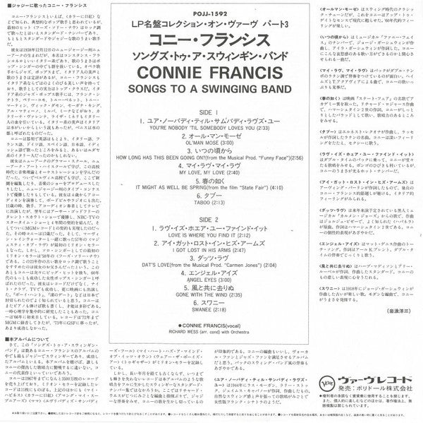 Connie Francis - Songs To A Swinging Band (LP, Album, RE)