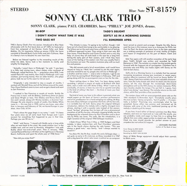 Sonny Clark Trio - Sonny Clark Trio (LP, Album, RE)