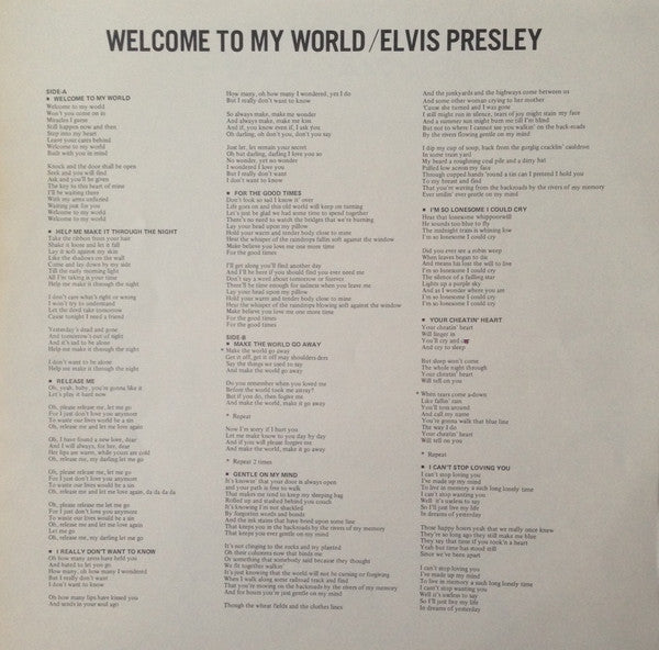 Elvis Presley - Welcome To My World (LP, Album)