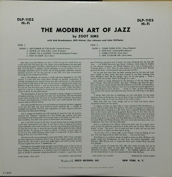 Zoot Sims - The Modern Art Of Jazz (LP, Album, Mono, RE)