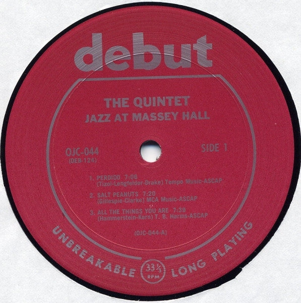 The Quintet - Jazz At Massey Hall (LP, Album, Mono, RE, Pit)