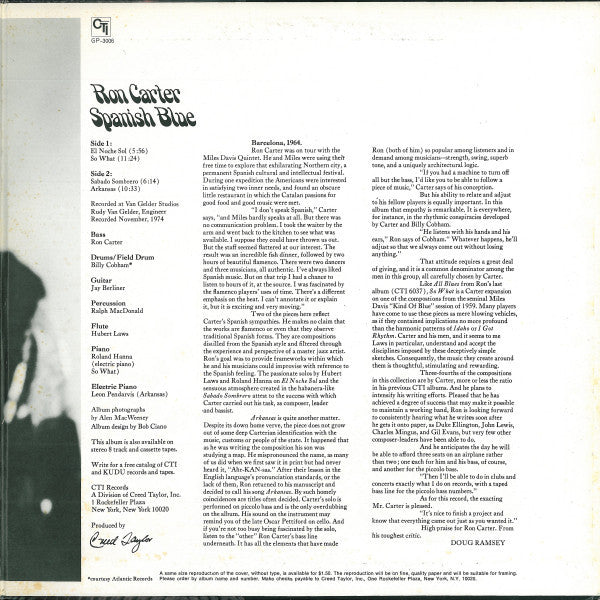 Ron Carter - Spanish Blue (LP, Album, Gat)