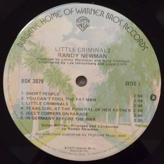 Randy Newman - Little Criminals (LP, Album, Jac)