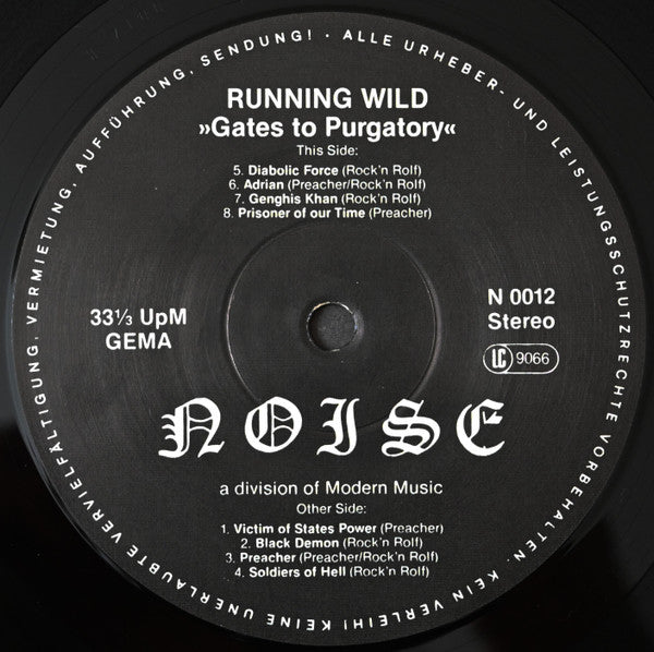 Running Wild - Gates To Purgatory (LP, Album, RP)
