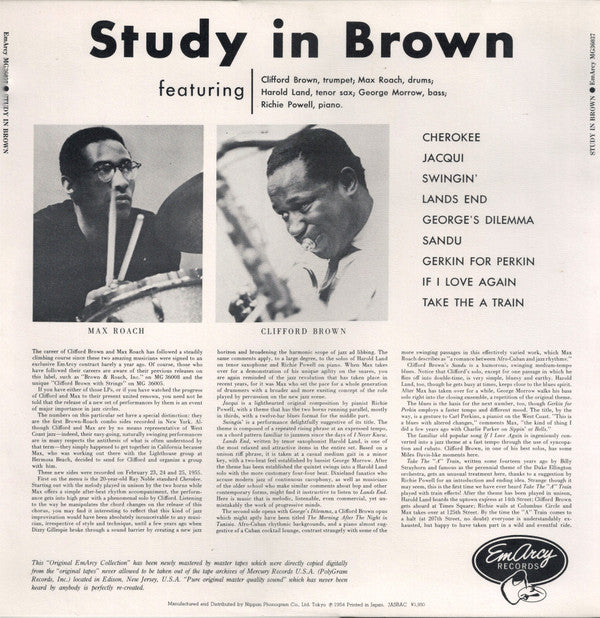 Clifford Brown And Max Roach - Study In Brown(LP, Album, Mono, RE, RM)