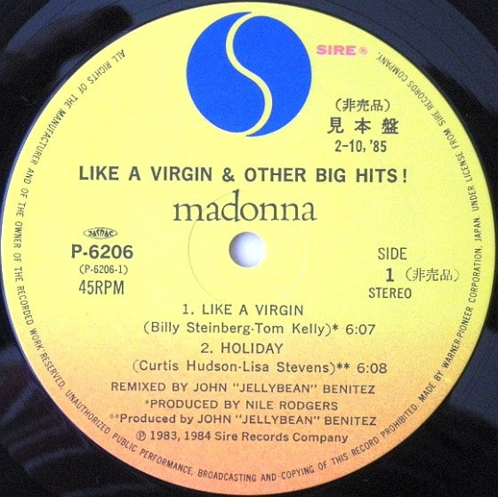 Madonna - Like A Virgin & Other Big Hits(12", MiniAlbum, Comp, Promo)