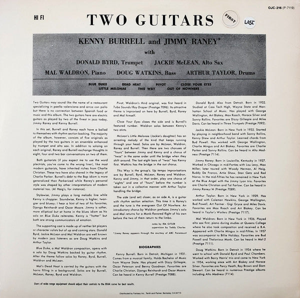 Kenny Burrell / Jimmy Raney - 2 Guitars (LP, Album, RE)