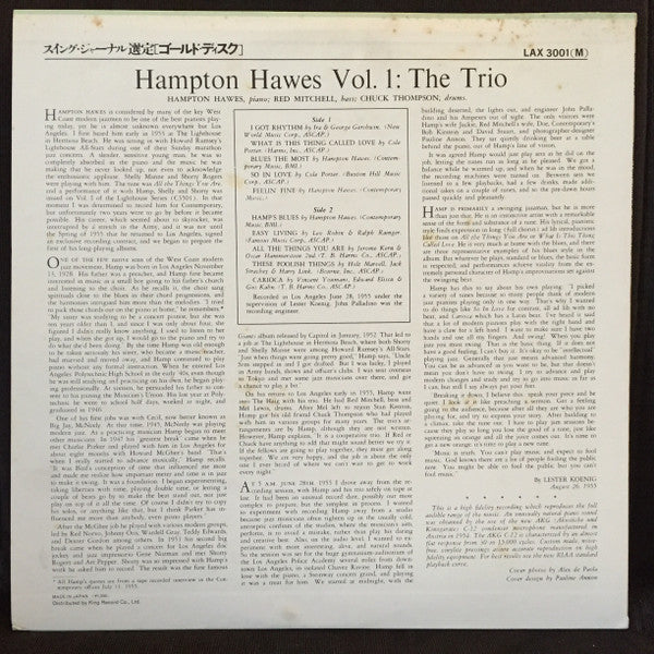 Hampton Hawes Trio - Hampton Hawes Trio, Vol. 1 (LP, Album, Mono, RE)