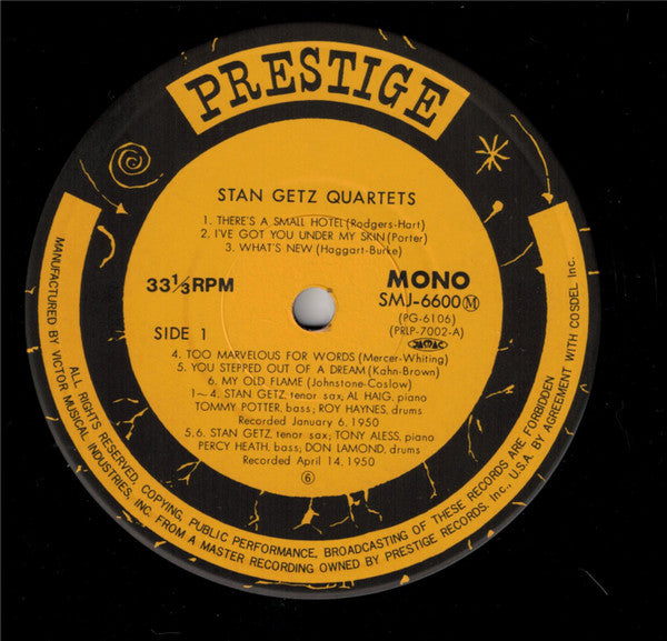 Stan Getz - Stan Getz Quartets (LP, Comp, Mono, RE)