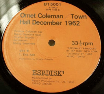 Ornette Coleman - Town Hall · 1962 (LP, Album, RE)