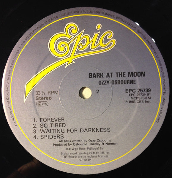 Ozzy Osbourne - Bark At The Moon (LP, Album, Blu)