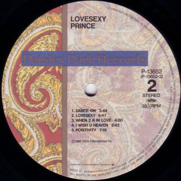 Prince - Lovesexy (LP, Album)