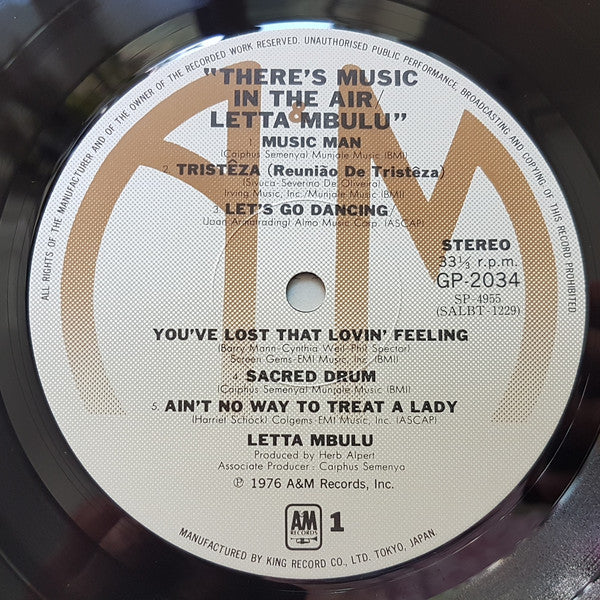 Letta Mbulu - There's Music In The Air (LP, Album)