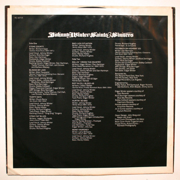 Johnny Winter - Saints & Sinners (LP, Album, Pit)