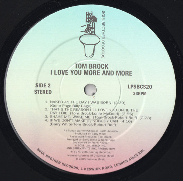 Tom Brock - I Love You More And More (LP, Album, RE)