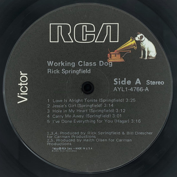 Rick Springfield - Working Class Dog (LP, Album, RE, Ind)