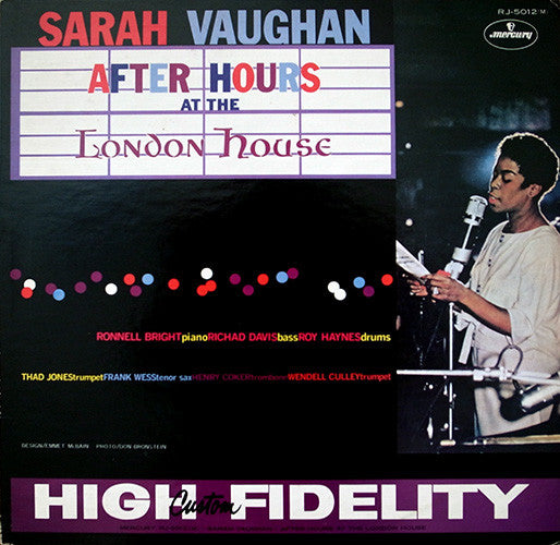 Sarah Vaughan - After Hours At The London House (LP, Album, Mono)