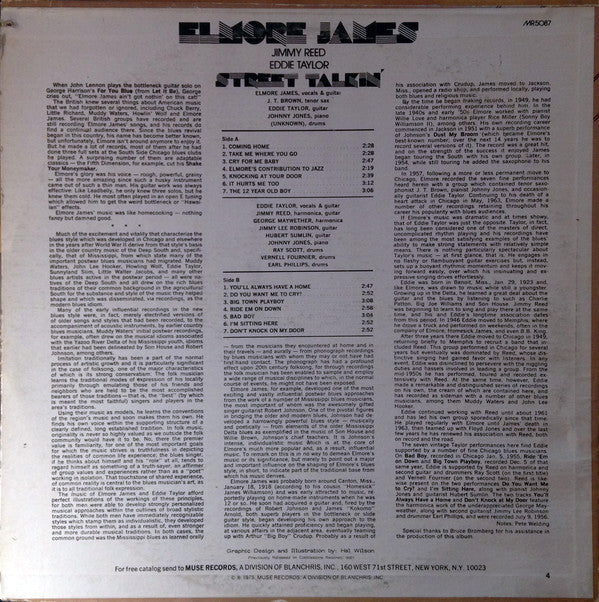 Elmore James - Street Talkin'(LP, Album, Comp, RE, PRC)