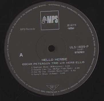 The Oscar Peterson Trio With Herb Ellis - Hello Herbie (LP, RE)