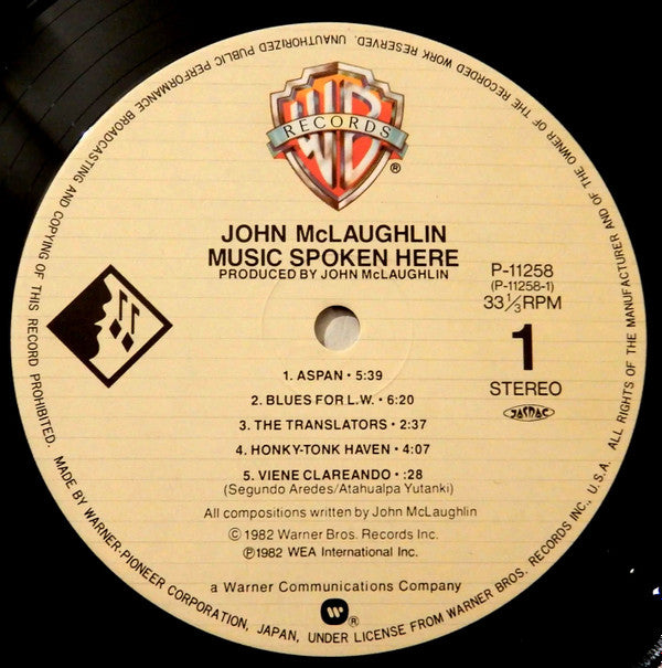 John McLaughlin - Music Spoken Here (LP, Album)