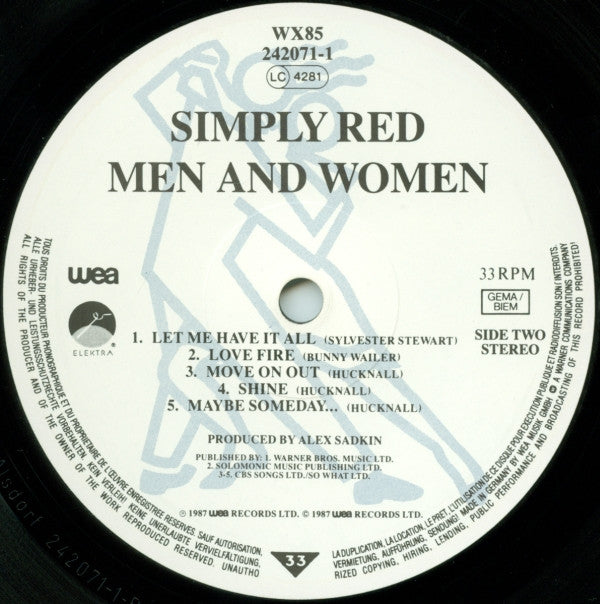 Simply Red - Men And Women (LP, Album, CBS)