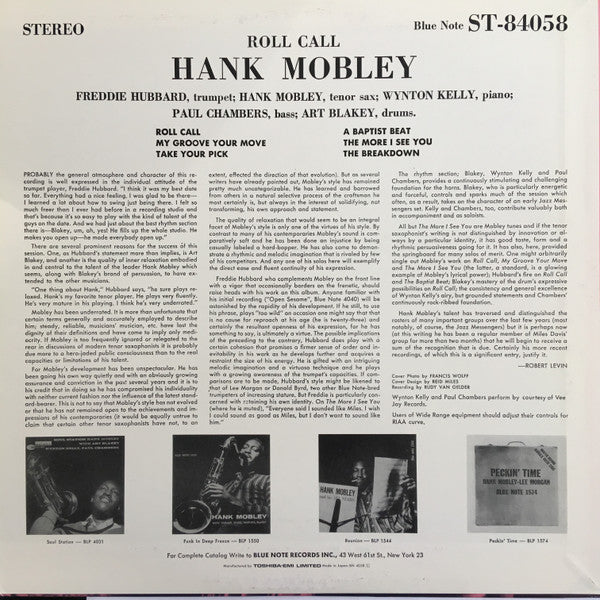 Hank Mobley - Roll Call (LP, Album, Ltd, RE)