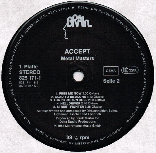 Accept - Metal Masters (2xLP, Album, Comp)