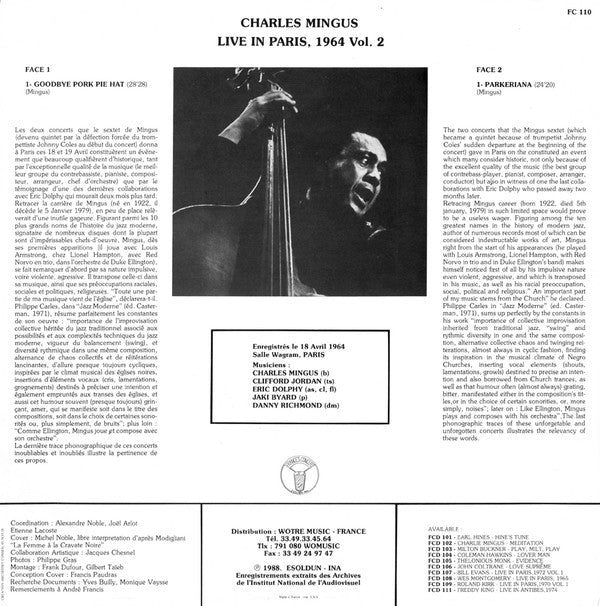 Charles Mingus - Live In Paris 1964 Vol. 2 (LP, Album)