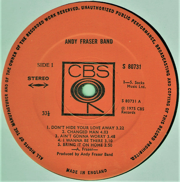 Andy Fraser Band - Andy Fraser Band (LP, Album)